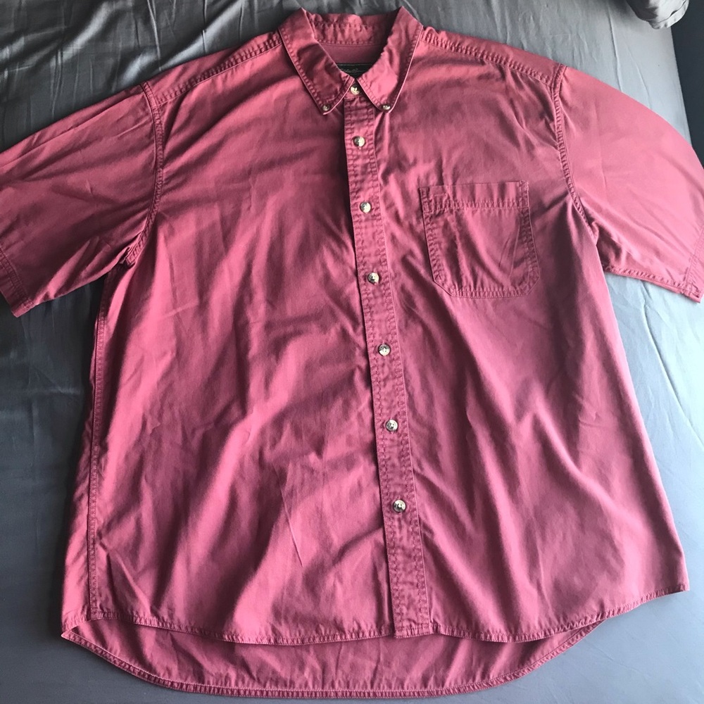 Eddie Bauer Red Short Sleeve Button-Down Shirt